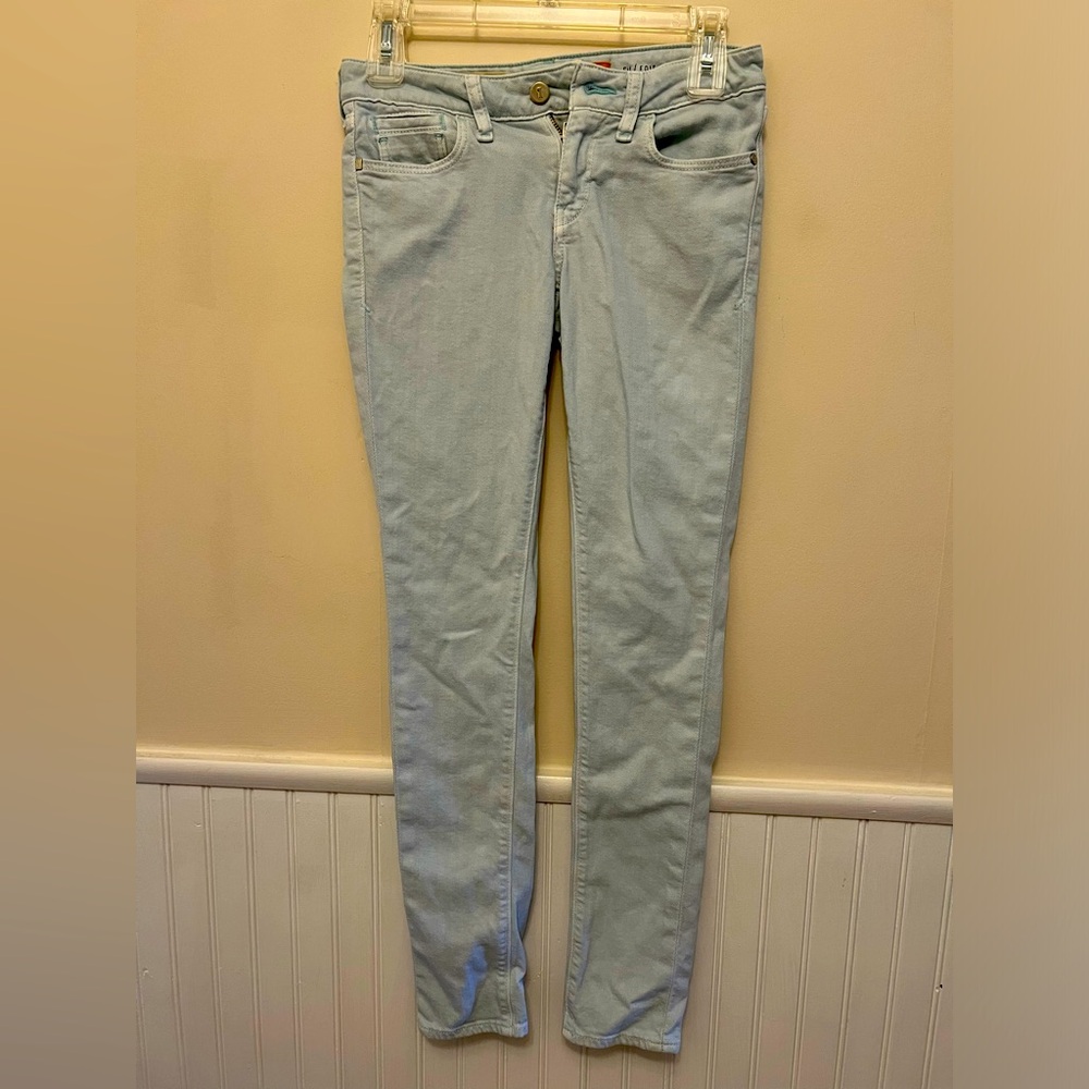 Pilcro and the letterpress skinny sky blue jeans